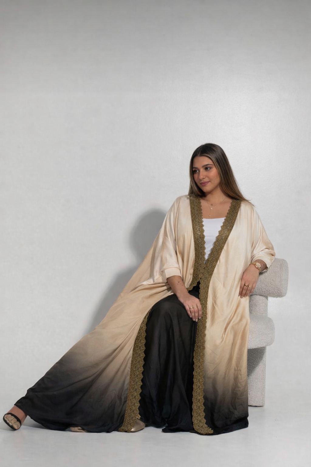 Yellow Ombré’ Velvet Abaya