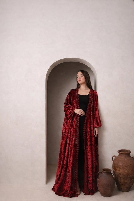 Red Velvet Abaya