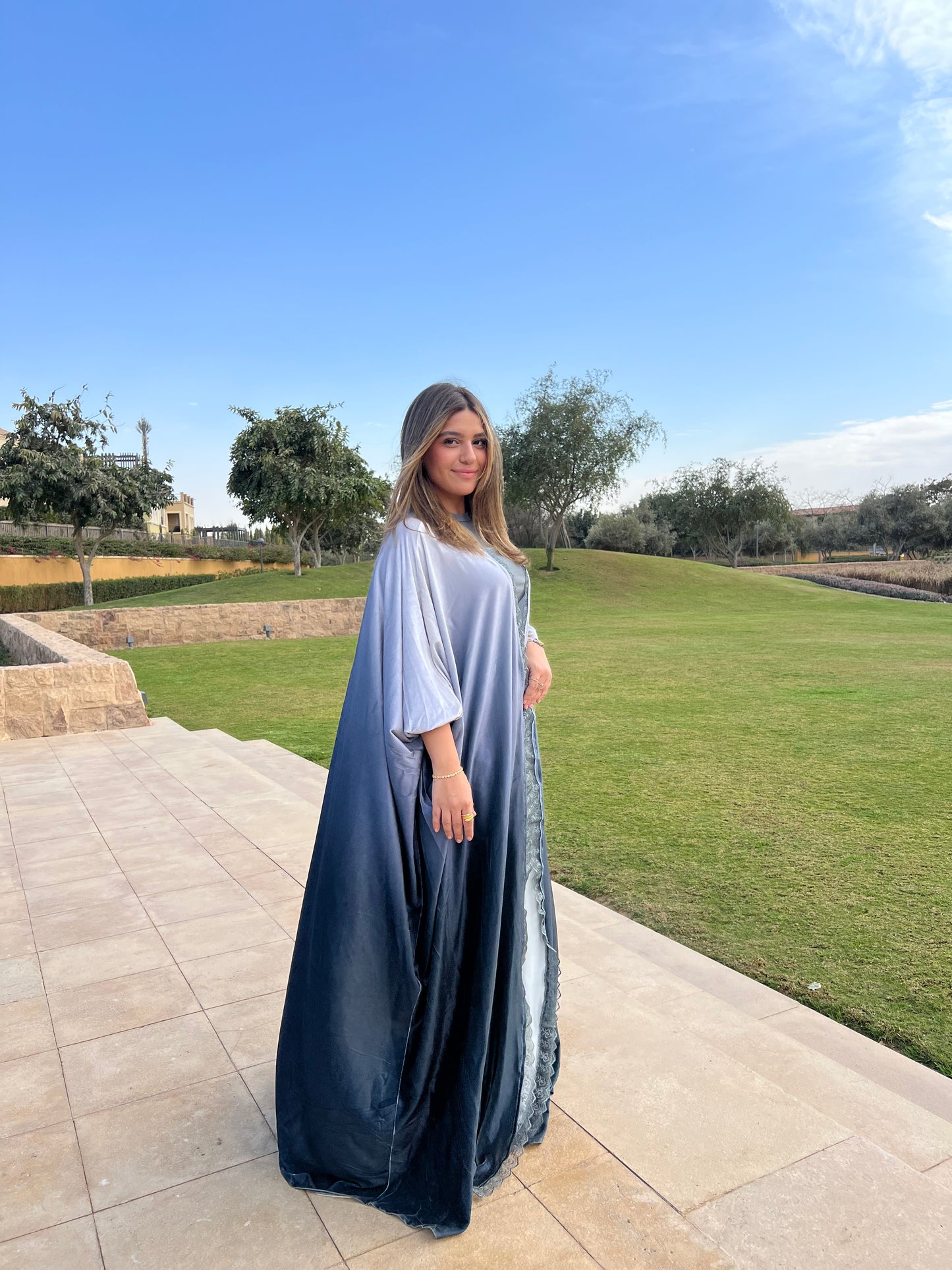 Grey Lace Ombre’ Abaya