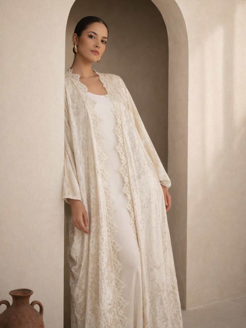 Off-White Velvet Abaya