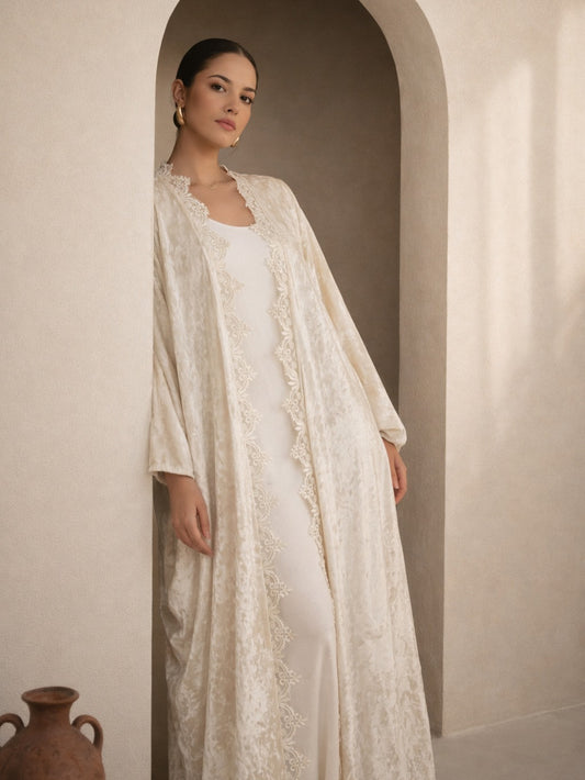 Off-White Velvet Abaya