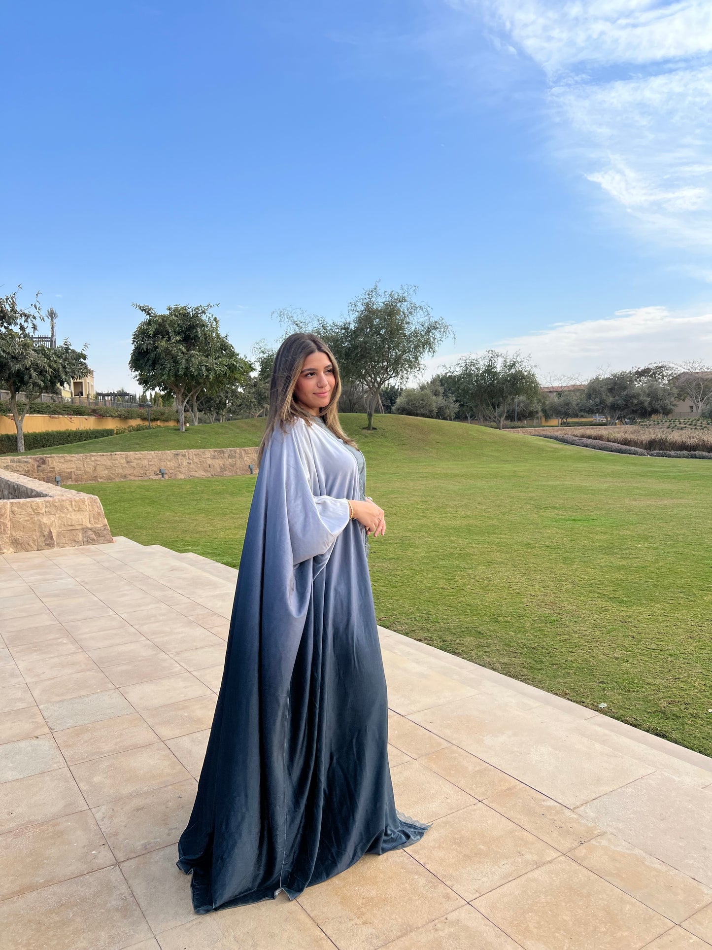 Grey Lace Ombre’ Abaya