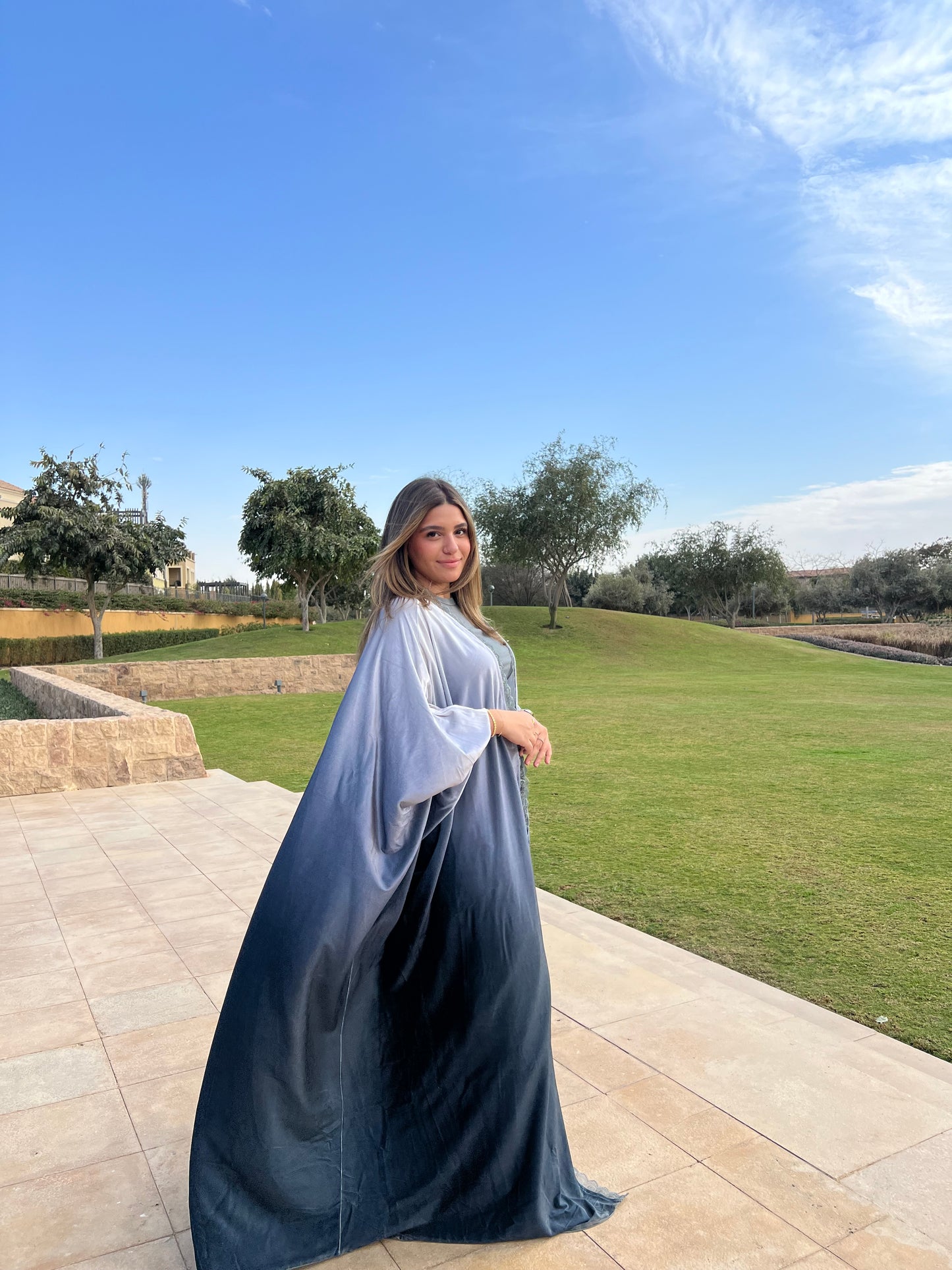 Grey Lace Ombre’ Abaya